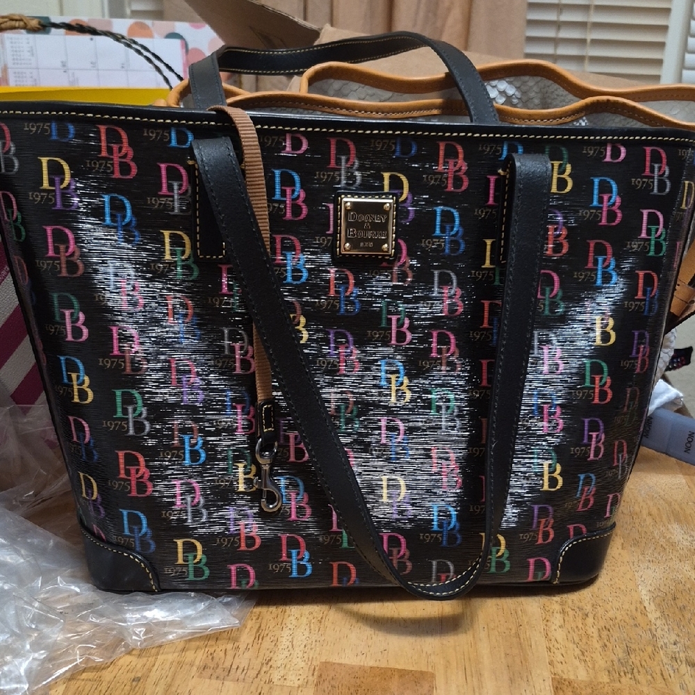 Dooney & Bourke Black Multicolor Logo Tote